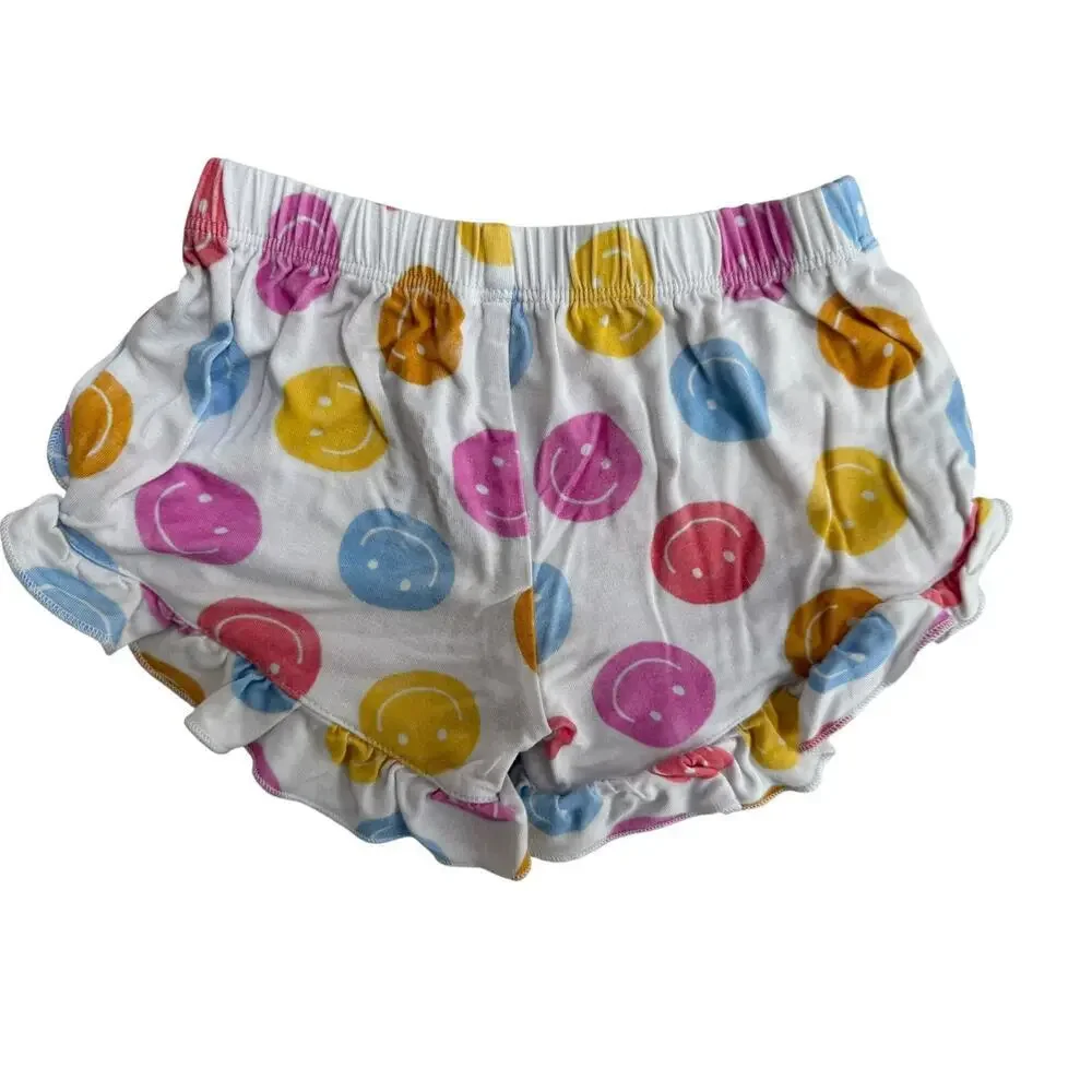 Little Pajama Co. Baby White Smiley Print Ruffle Top & Shorts Set Size 2T